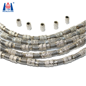 Diamond vaccum brazed beads spring connection saw wire for marble quarry